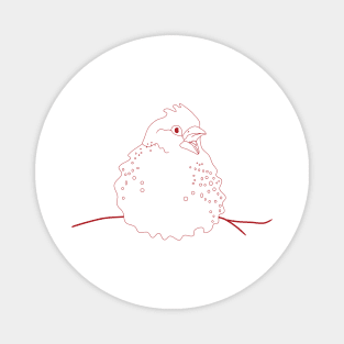 line art illustration of a red finch perched on a branch Magnet